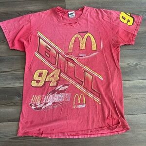 Rare Bill Elliot #94 McDonald's NASCAR Racing Tee AOP Distressed